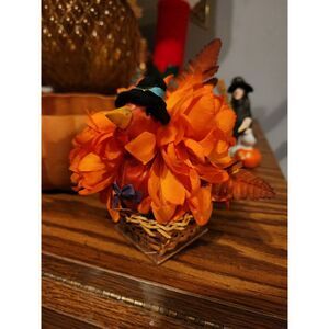 Vintage Thanksgiving Turkey Floral Arrangement Basket Decor‎ Piece Handmade